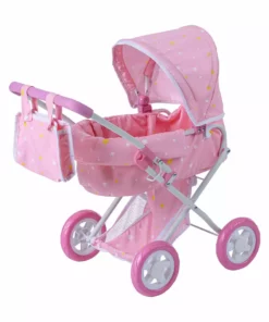 TeamsonUS Kids Olivia's Little World Twinkle Stars Princess Deluxe Baby Doll Stroller, Pink/White
