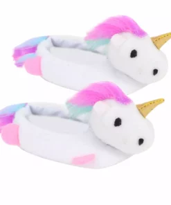 TeamsonUS Kids Sophia's Unicorn Slippers With Rainbow Hair For 18" Dolls, White
