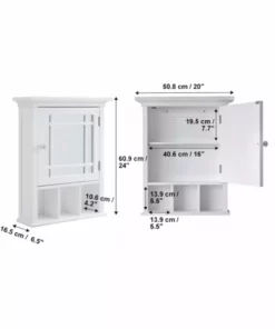 TeamsonUS Teamson Home Neal Removable Wooden Medicine Cabinet With Mirrored Door, White