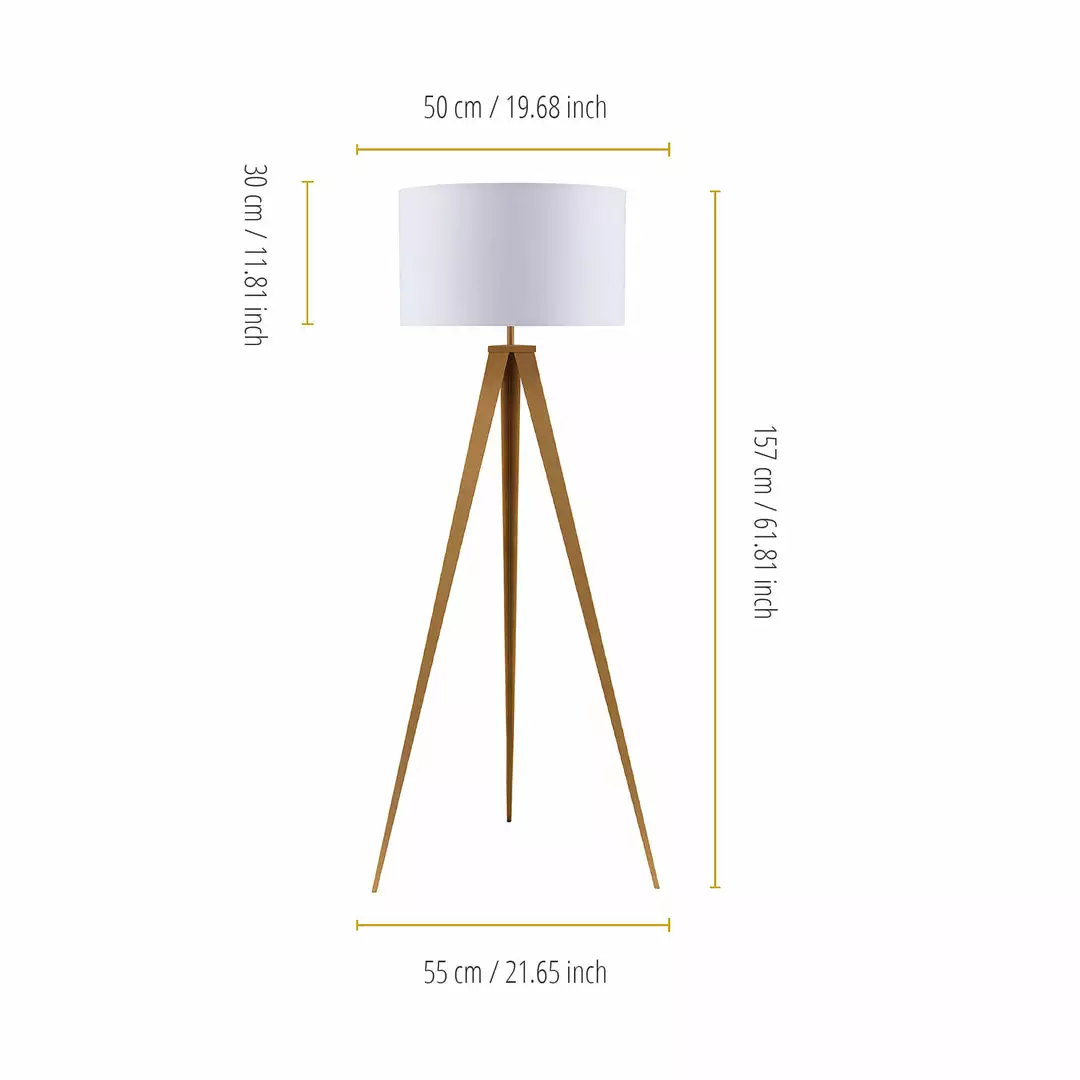 TeamsonUS Teamson Home Romanza 60" Postmodern Tripod Floor Lamp With Drum Shade, Natural/White 6 TeamsonUS Teamson Home Romanza 60" Postmodern Tripod Floor Lamp With Drum Shade, Natural/White