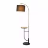 TeamsonUS Teamson Home Danna 65" Modern Metal Arc Floor Lamp With Marble Base, Built-In Table, And USB Port, Black