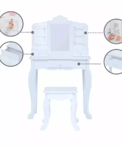 TeamsonUS Fantasy Fields Little Princess Anna Vanity Set With Mirror, Drawers, Jewelry Storage, And Stool, White New 14 TeamsonUS Fantasy Fields Little Princess Anna Vanity Set With Mirror, Drawers, Jewelry Storage, And Stool, White New