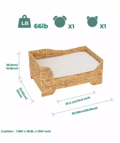 TeamsonUS Teamson Pets Neith Wicker Seagrass Pet Cat Or Small Dog Daybed, Tan/Cream 14 TeamsonUS Teamson Pets Neith Wicker Seagrass Pet Cat Or Small Dog Daybed, Tan/Cream