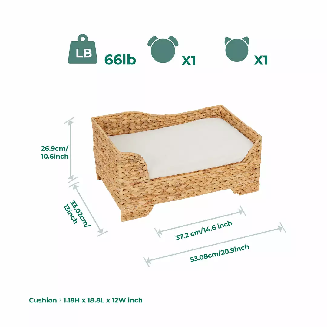 TeamsonUS Teamson Pets Neith Wicker Seagrass Pet Cat Or Small Dog Daybed, Tan/Cream 6 TeamsonUS Teamson Pets Neith Wicker Seagrass Pet Cat Or Small Dog Daybed, Tan/Cream