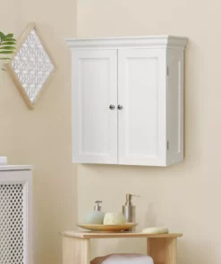 TeamsonUS Teamson Home Stratford Two Door Removable Wall Cabinet With Two Contemporary Style Doors, White