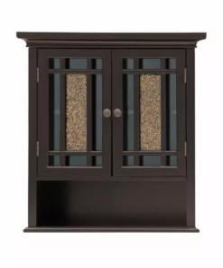 TeamsonUS Teamson Home Windsor Removable Wooden Wall Cabinet With Glass Mosaic Doors, Dark Espresso