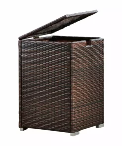 TeamsonUS Teamson Home Gas Tank Wicker Cover Table For 20 Lb Propane Tanks, Brown