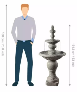 TeamsonUS Teamson Home Icy Stone 2-Tier Waterfall Garden Fountain, Gray