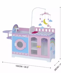 TeamsonUS Olivia's Little World Wooden 6-in-1 Baby Doll Changing Station, Pink/Purple New
