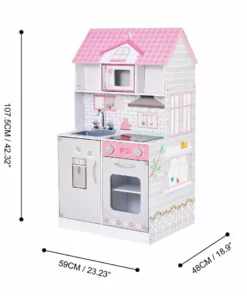 TeamsonUS Teamson Kids Ariel 2-in-1 Double-Sided Play Kitchen With Accessories And Furnished Dollhouse For 12