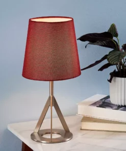 TeamsonUS Teamson Home Aria 15" Modern Table Lamp With Round Shade, Brass/Red 10 TeamsonUS Teamson Home Aria 15