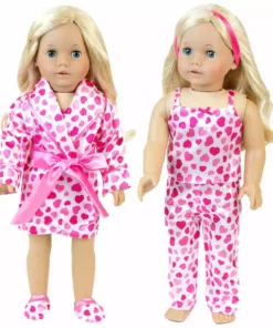 TeamsonUS Sophia's Satin Heart Print Pajamas Set For 18