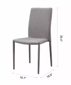 TeamsonUS Teamson Home Fabric Dining Chair With Metal Legs, Set Of 2, Light Gray