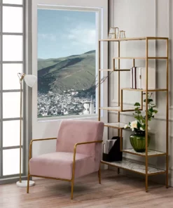 TeamsonUS Teamson Home Chelsea Armchair With Gold-Finished Metal Legs, Mauve