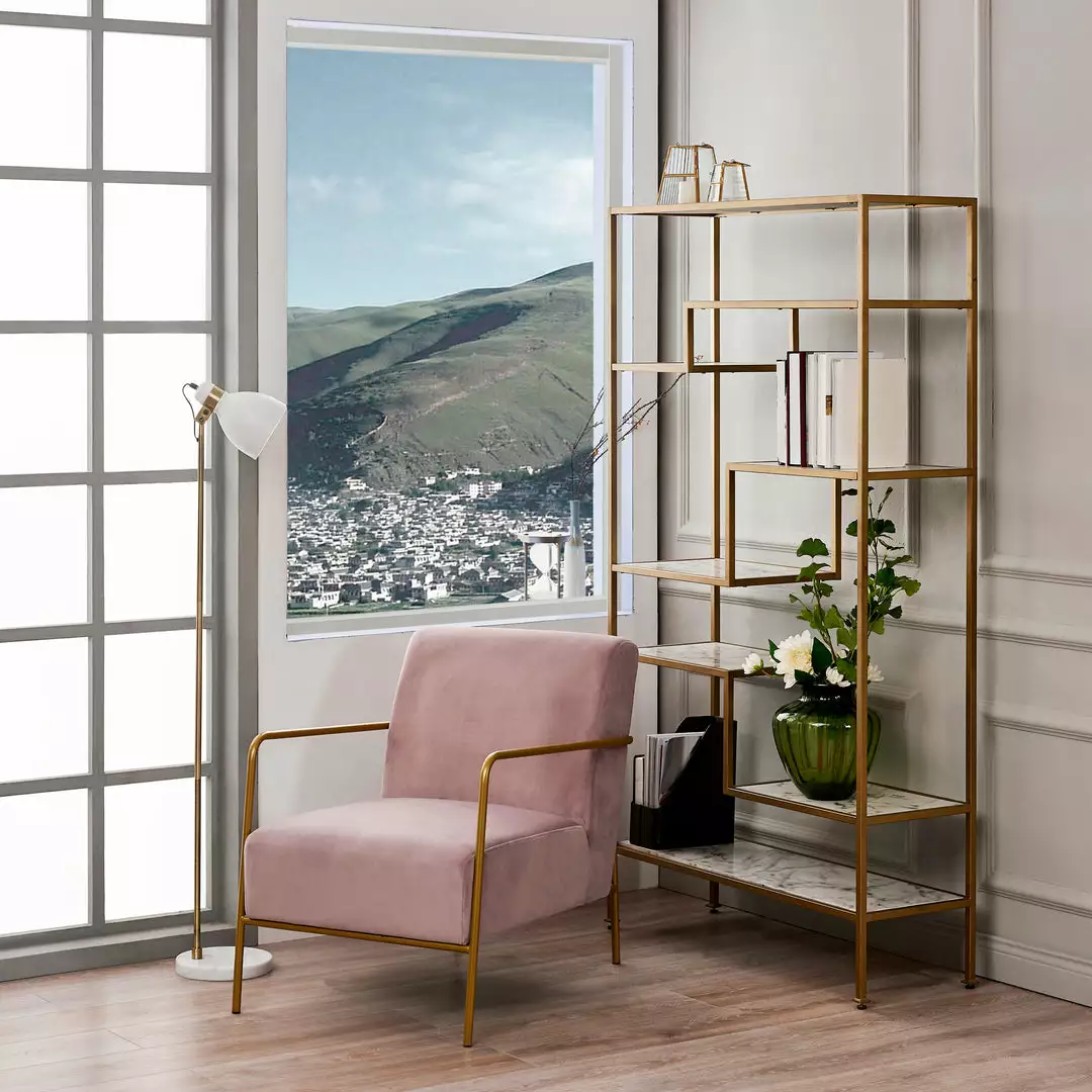 TeamsonUS Teamson Home Chelsea Armchair With Gold-Finished Metal Legs, Mauve 4 TeamsonUS Teamson Home Chelsea Armchair With Gold-Finished Metal Legs, Mauve