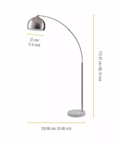 TeamsonUS Teamson Home Arquer Arc 68" Metal Floor Lamp With Bell Shade, Polished Nickel 11 TeamsonUS Teamson Home Arquer Arc 68