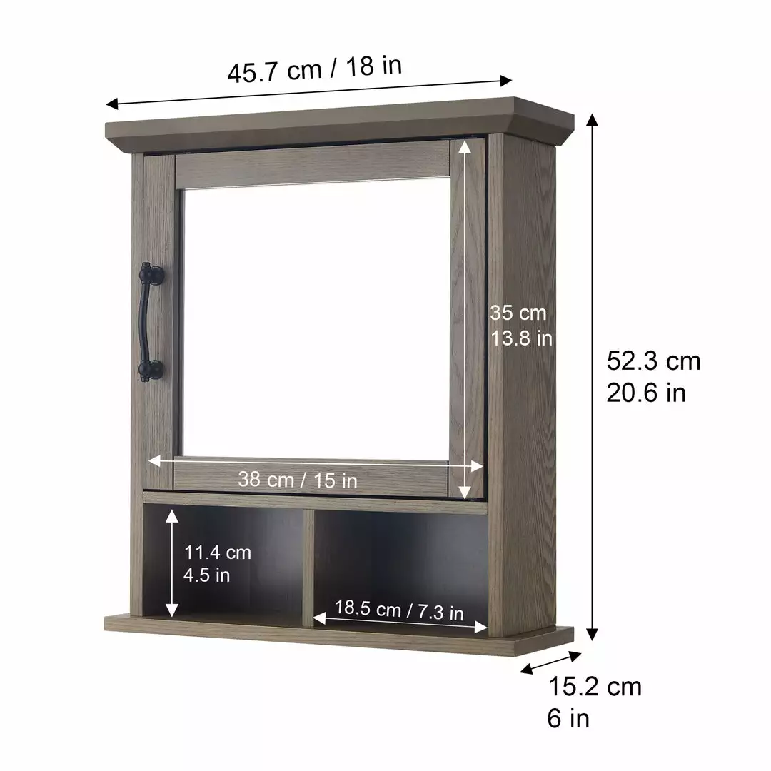 TeamsonUS Teamson Home Russell Farmhouse Wooden Removable Medicine Cabinet, Salt Oak 6 TeamsonUS Teamson Home Russell Farmhouse Wooden Removable Medicine Cabinet, Salt Oak