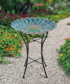 TeamsonUS Teamson Home 18" Solar Fusion Glass Birdbath