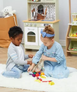 TeamsonUS Teamson Kids Little Chef Frankfurt 21 Piece Wooden Produce Shopping Bag Set With Pretend Fruit And Vegetables, Multicolor