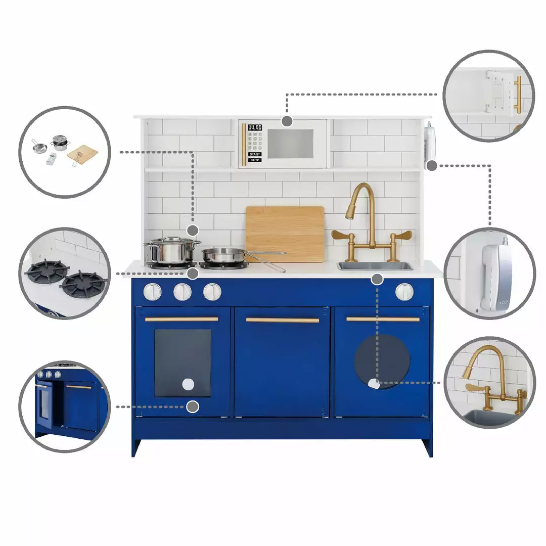 TeamsonUS Teamson Kids - Little Chef Berlin Modern Play Kitchen - White / Blue 7 TeamsonUS Teamson Kids - Little Chef Berlin Modern Play Kitchen - White / Blue