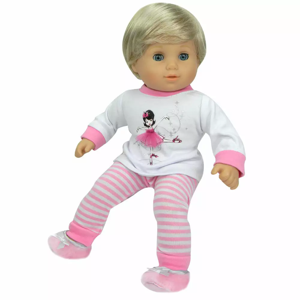 TeamsonUS Sophia's - 15" Doll - Ballerina Print Pj's & Slippers Set - Light Pink 4 TeamsonUS Sophia's - 15" Doll - Ballerina Print Pj's & Slippers Set - Light Pink