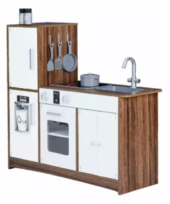 TeamsonUS Teamson Kids Little Chef Palm Springs Classic Kids Play Kitchen With Accessories, Natural/White