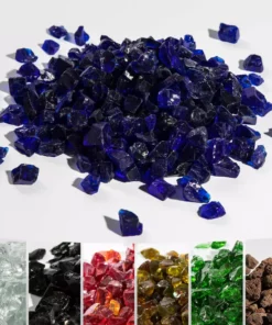 TeamsonUS Teamson Home 1/2 Inch Reflective Fire Glass For Fire Pits 9 Lb / 4 Kg Bag, Blue