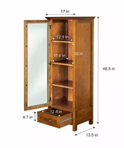 TeamsonUS Teamson Home Avery Wooden Linen Tower Cabinet With Storage, Oiled Oak 13 TeamsonUS Teamson Home Avery Wooden Linen Tower Cabinet With Storage, Oiled Oak