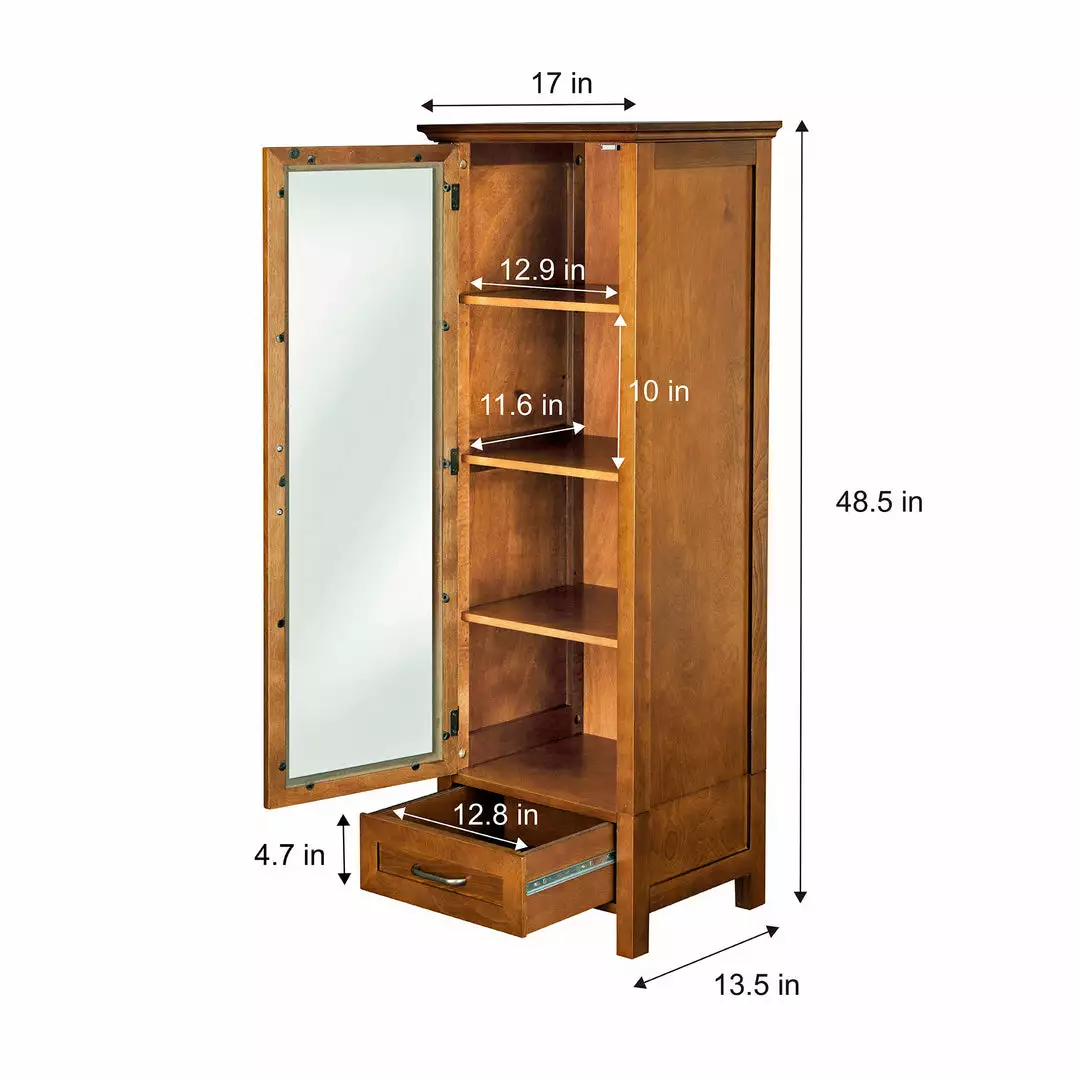 TeamsonUS Teamson Home Avery Wooden Linen Tower Cabinet With Storage, Oiled Oak 7 TeamsonUS Teamson Home Avery Wooden Linen Tower Cabinet With Storage, Oiled Oak