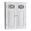 TeamsonUS Teamson Home Dawson Removable Wooden Wall Cabinet With Cross Molding And 2 Doors, White