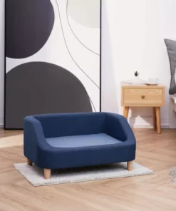 TeamsonUS New Teamson Pets Bennett Elevated Linen Sofa Pet Daybed For Small And Medium Dogs, Navy