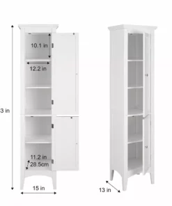 TeamsonUS Teamson Home Glancy Wooden Tall Tower Cabinet With Storage, White