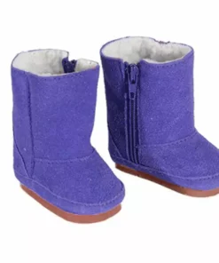 TeamsonUS Kids Sophia's Set Of 3 Suede Winter Boots For 18" Dolls, Pink/Purple/Tan