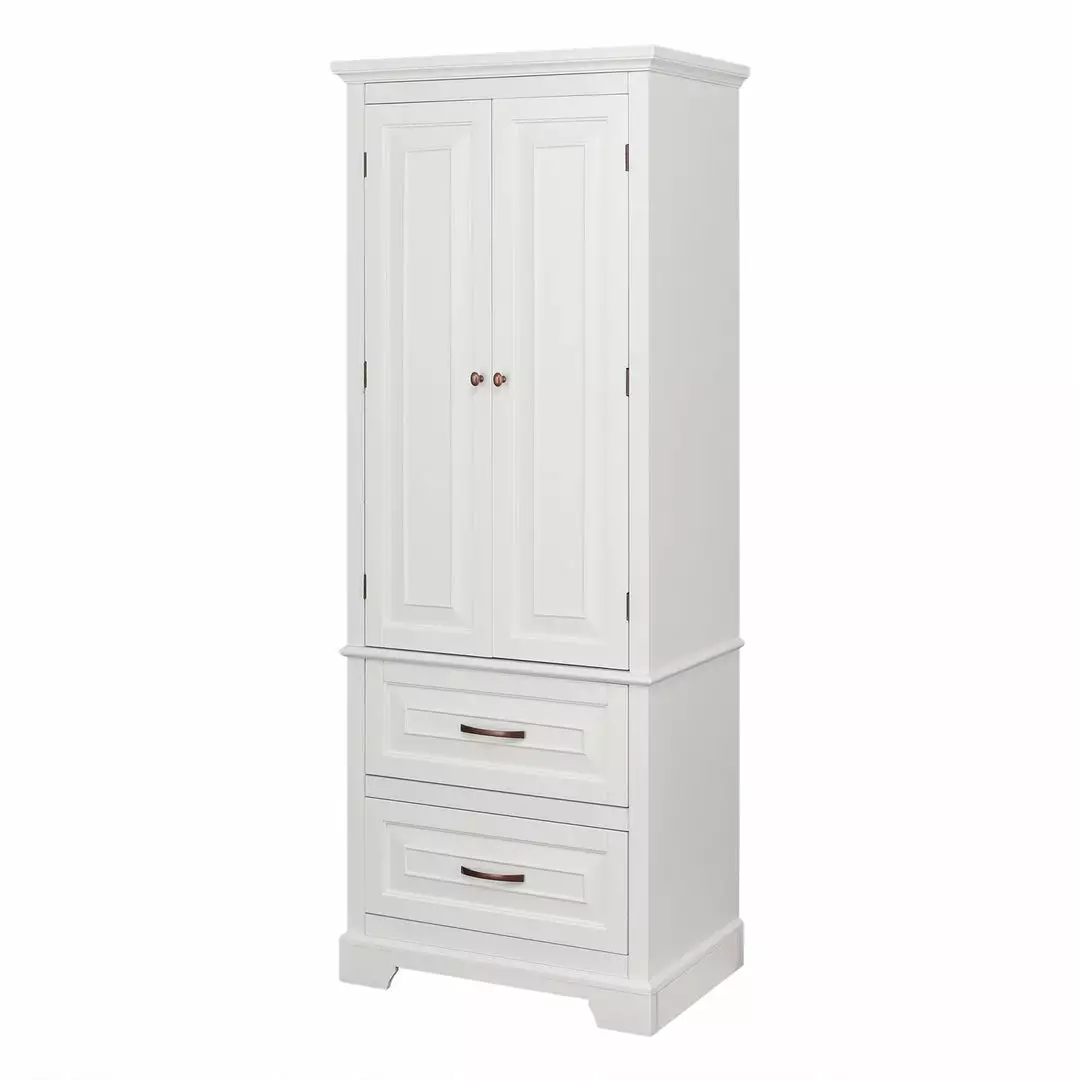 TeamsonUS Teamson Home St. James Wooden Linen Tower Cabinet With 2 Drawers, White 3 TeamsonUS Teamson Home St. James Wooden Linen Tower Cabinet With 2 Drawers, White