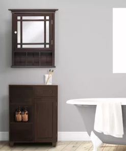 TeamsonUS Teamson Home Neal Wooden Medicine Cabinet With Mirrored Door, Espresso