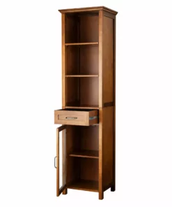TeamsonUS Teamson Home Oil Oak Finish Bathroom Linen Storage Cabinet With 1 Drawer And 3 Open Shelves, Brown 15 TeamsonUS Teamson Home Oil Oak Finish Bathroom Linen Storage Cabinet With 1 Drawer And 3 Open Shelves, Brown