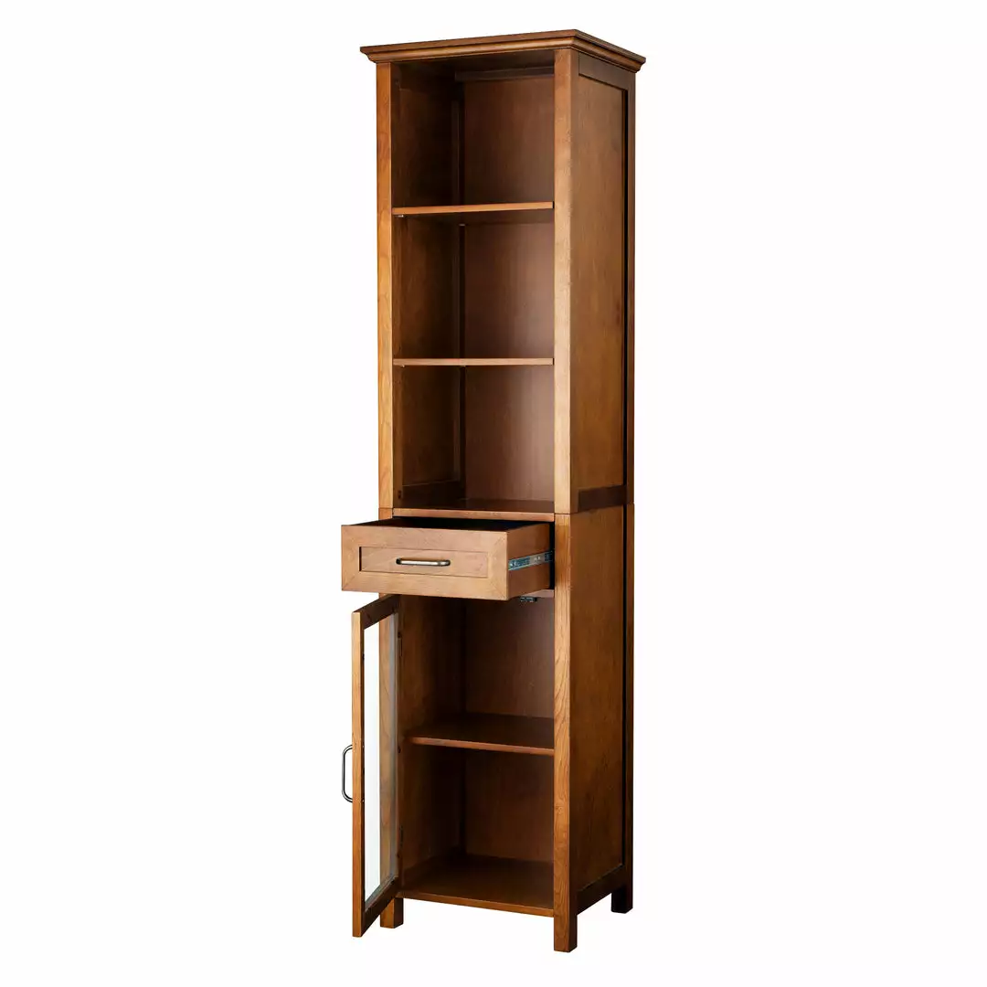 TeamsonUS Teamson Home Oil Oak Finish Bathroom Linen Storage Cabinet With 1 Drawer And 3 Open Shelves, Brown 9 TeamsonUS Teamson Home Oil Oak Finish Bathroom Linen Storage Cabinet With 1 Drawer And 3 Open Shelves, Brown