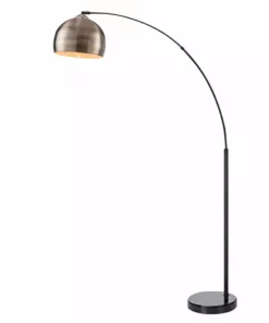 TeamsonUS Teamson Home Arquer Arc 68" Metal Floor Lamp With Bell Shade, Antique Brass