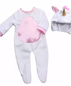 TeamsonUS Kids Sophia's Unicorn Costume And Hat With Rainbow Hair For 18" Dolls, White