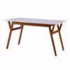TeamsonUS Teamson Home Ashton Rectangular Marble-Look Dining Table With Wood Base, Marble/Walnut