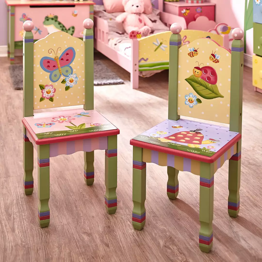 TeamsonUS Fantasy Fields Kids Painted Wooden Magic Garden Chairs, Set Of 2, Multicolor 4 TeamsonUS Fantasy Fields Kids Painted Wooden Magic Garden Chairs, Set Of 2, Multicolor