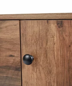 TeamsonUS Teamson Home Brooklyn Sideboard With Storage Plus Metal Legs And Handles, Brown