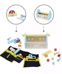 TeamsonUS Teamson Kids Little Helper Wooden Tool Box, Tool Belt And Accessories, Multicolor New
