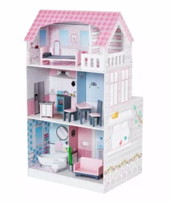 TeamsonUS Teamson Kids Ariel 2-in-1 Double-Sided Play Kitchen With Accessories And Furnished Dollhouse For 12