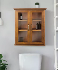 TeamsonUS Teamson Home Avery Wooden 2 Door Wall Cabinet With Storage, Oiled Oak 16 TeamsonUS Teamson Home Avery Wooden 2 Door Wall Cabinet With Storage, Oiled Oak