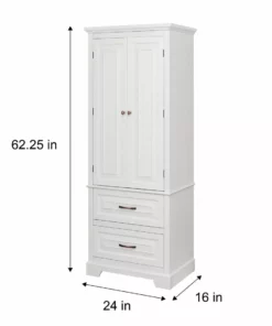 TeamsonUS Teamson Home St. James Wooden Linen Tower Cabinet With 2 Drawers, White 13 TeamsonUS Teamson Home St. James Wooden Linen Tower Cabinet With 2 Drawers, White