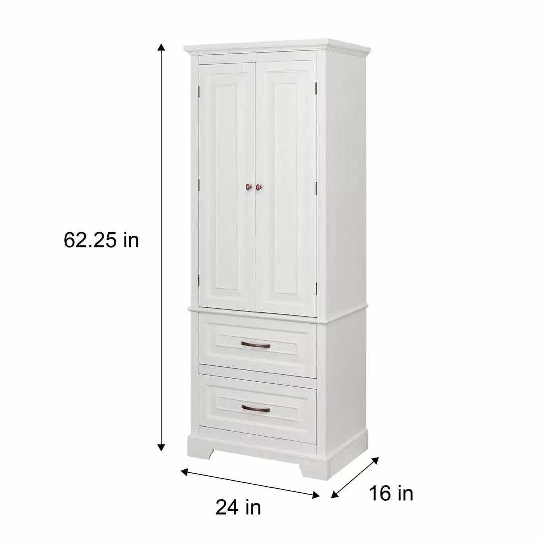 TeamsonUS Teamson Home St. James Wooden Linen Tower Cabinet With 2 Drawers, White 7 TeamsonUS Teamson Home St. James Wooden Linen Tower Cabinet With 2 Drawers, White