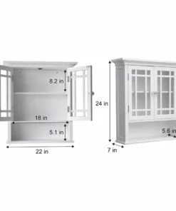 TeamsonUS Teamson Home Neal Removable Wooden Wall Cabinet With 2 Glass Doors, White 16 TeamsonUS Teamson Home Neal Removable Wooden Wall Cabinet With 2 Glass Doors, White