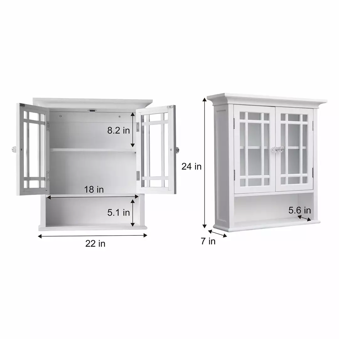 TeamsonUS Teamson Home Neal Removable Wooden Wall Cabinet With 2 Glass Doors, White 7 TeamsonUS Teamson Home Neal Removable Wooden Wall Cabinet With 2 Glass Doors, White
