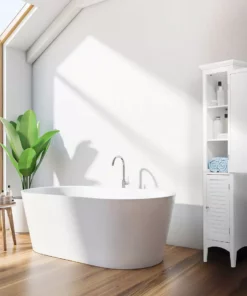 TeamsonUS Teamson Home Glancy Wooden Tall Tower Cabinet With Storage, White